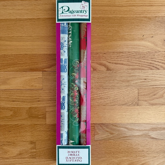 Vintage Christmas Wrapping Paper Pageantry Walgreens Boxed 3 Rolls - Picture 1 of 16